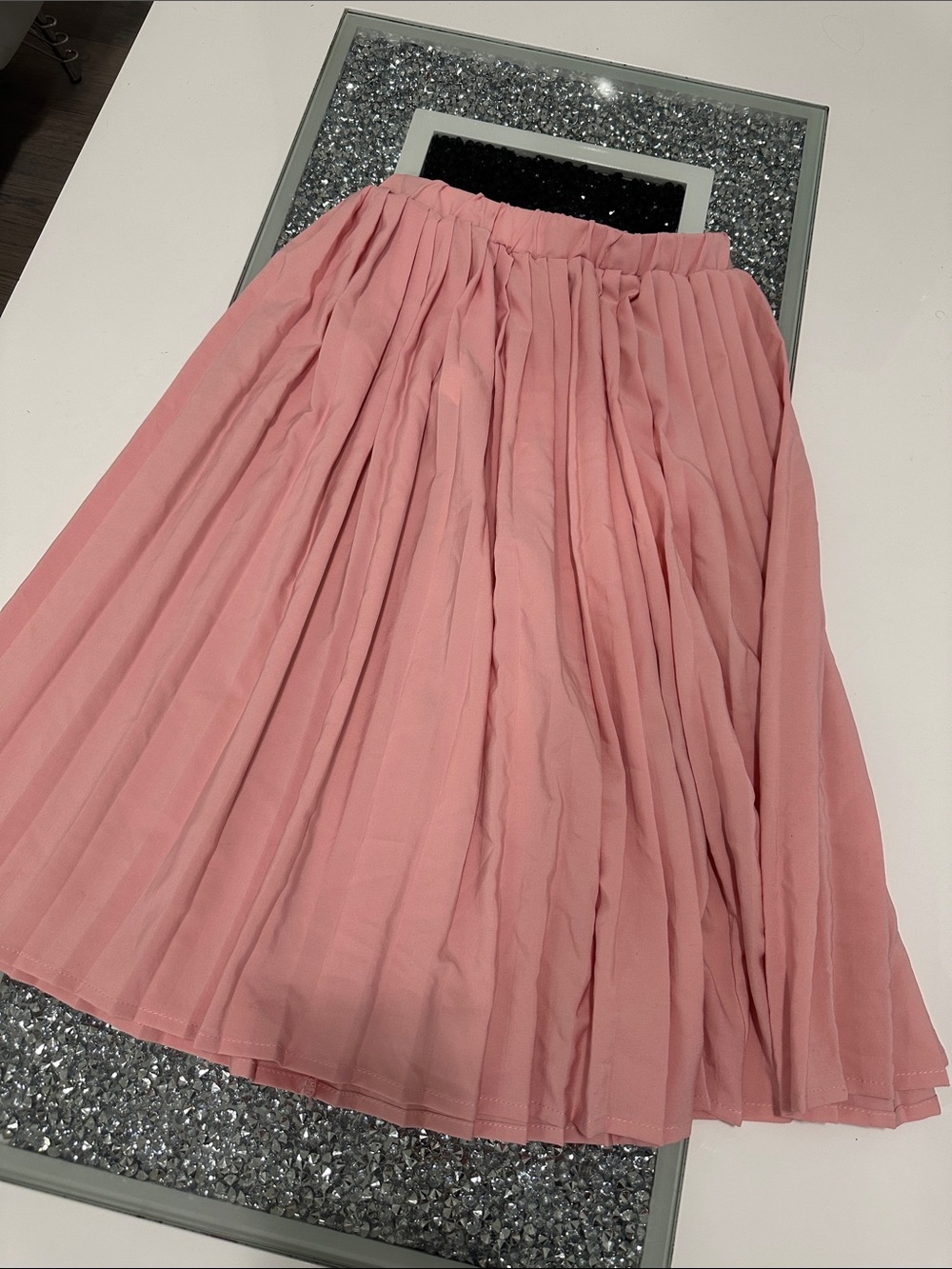 SHEIN Pink Pleated Girls Skirt